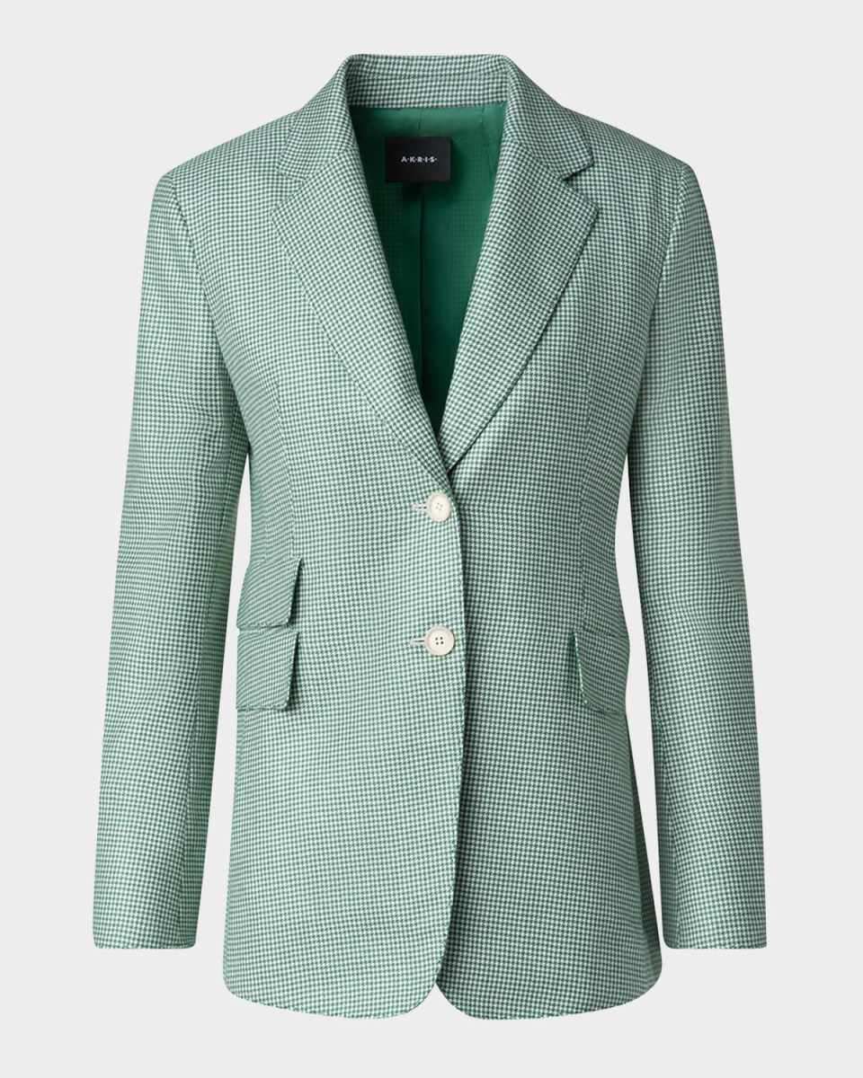 Single-Breasted Cashmere Pepita Jacket